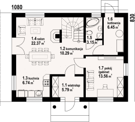 Rzut projektu miłosna średnia 3 - Parter