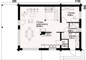 Rzut projektu osiek 303 dw - Parter