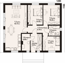 Rzut projektu andrzejówka 22 m - Parter