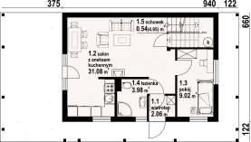 Rzut projektu bartnowice 7 dws - Parter