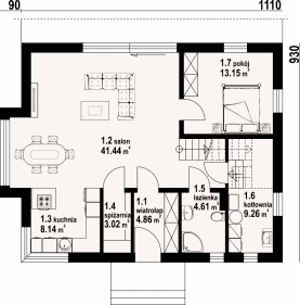 Rzut projektu piotrowice - Parter