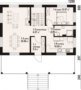 Rzut projektu ponin - Parter
