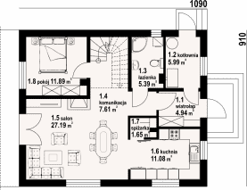 Rzut projektu gryfice 3m21 - Parter