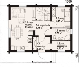 Rzut projektu zawoja 31 dw - Parter