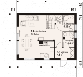 Rzut projektu świdnica mała 16 dws - Parter