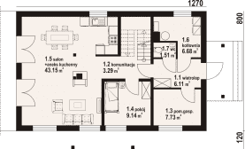 Rzut projektu oleśnica 3 dws - Parter