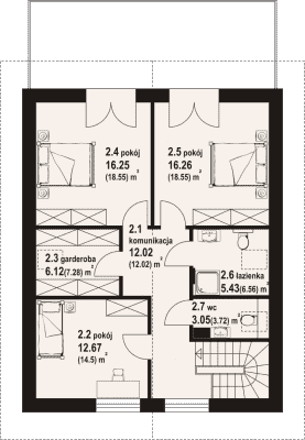 Rzut projektu grochów 1m - Poddasze