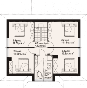 Rzut projektu jurgów średni 35 dw - Poddasze
