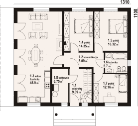 Rzut projektu andrzejów b1m - Parter