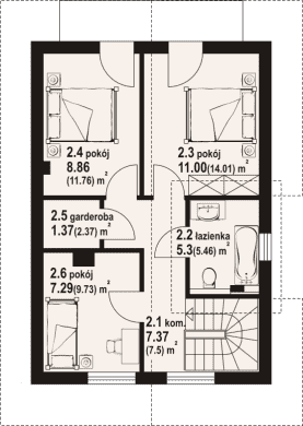 Rzut projektu gniazdowo aa 70 dws - Poddasze