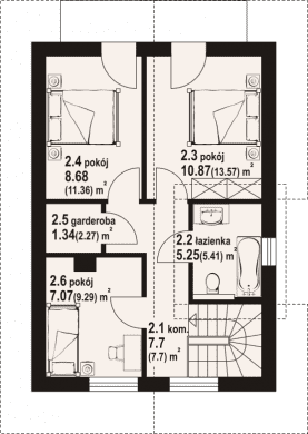 Rzut projektu gniazdowo aa 70 - Poddasze