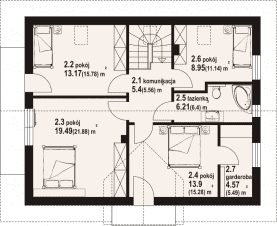 Rzut projektu cedrowo b1mk - Poddasze