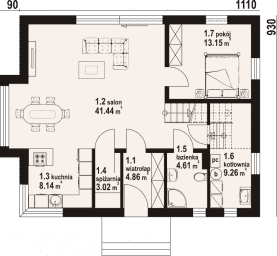 Rzut projektu piotrowice r - Parter