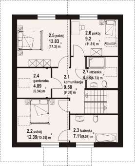 Rzut projektu grochowice 77 dw - Poddasze