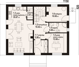 Rzut projektu cedrowo b1 dws - Parter