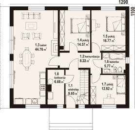 Rzut projektu andrzejówka 22 dws - Parter