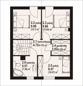 Rzut projektu grodziec aa 70 dw - Poddasze