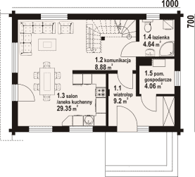 Rzut projektu świecie aa 70 dw - Parter