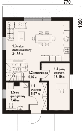 Rzut projektu grodziec a3 dws - Parter
