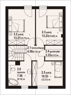 Rzut projektu grodziec a3 dws - Poddasze