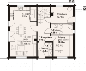 Rzut projektu cedrowo b1 dw - Parter