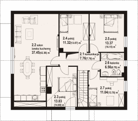 Rzut projektu andrzejówka 22 dw - Poddasze