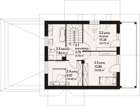 Rzut projektu ostrowo - Poddasze