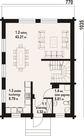 Rzut projektu gąsawa a3 dw - Parter