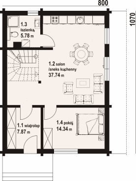 Rzut projektu grajewo a3 dw - Parter