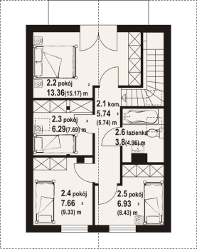 Rzut projektu gronów aa 70 dw - Poddasze