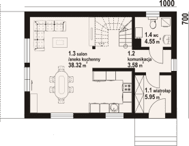 Rzut projektu osieczno aa 70 dws - Parter