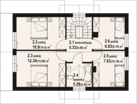 Rzut projektu osieczno a3 dws - Poddasze