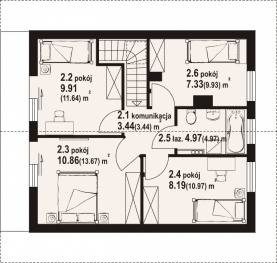 Rzut projektu gryfice aa 70 dw - Poddasze