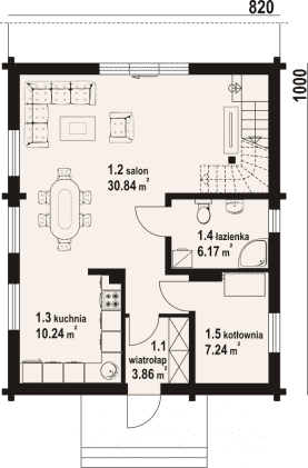 Rzut projektu gronów a3 dw - Parter
