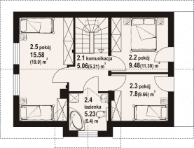 Rzut projektu modrowo aa 70 dws - Poddasze