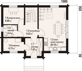 Rzut projektu modrowo a3 dw - Parter