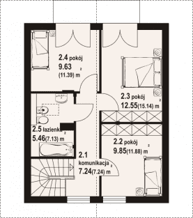 Rzut projektu grochowo aa 70 dw - Poddasze