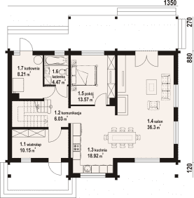 Rzut projektu bolechowo dw 3 - Parter