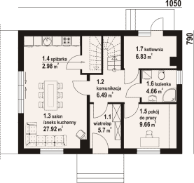 Rzut projektu cedry a3 dws - Parter