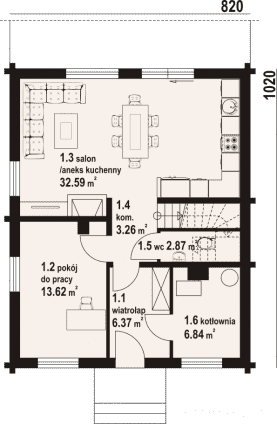 Rzut projektu gładyszowo a3 dw - Parter
