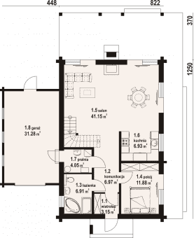 Rzut projektu głogoczów 33 dw - Parter