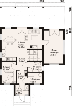 Rzut projektu rydzowo 33 dws - Parter
