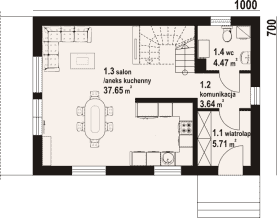 Rzut projektu osieczno aa 70 - Parter