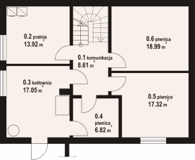 Rzut projektu żarowo 39 m - Piwnica