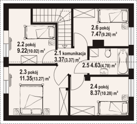 Rzut projektu gryfice bb 70 dws - Poddasze