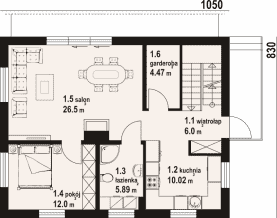 Rzut projektu garwolin 9 dws - Parter
