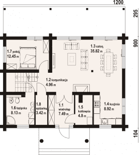 Rzut projektu chmielniki małe dw 72 - Parter