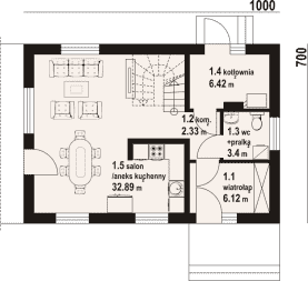 Rzut projektu orłowo bb 70 - Parter