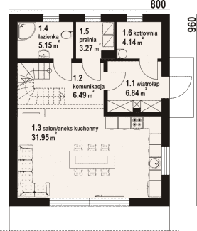 Rzut projektu jakubowice - Parter