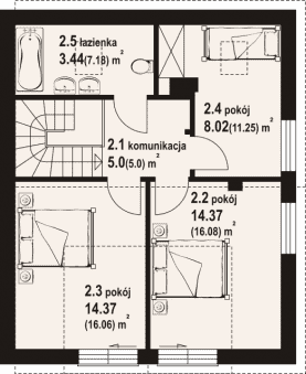 Rzut projektu jakubowice - Poddasze
